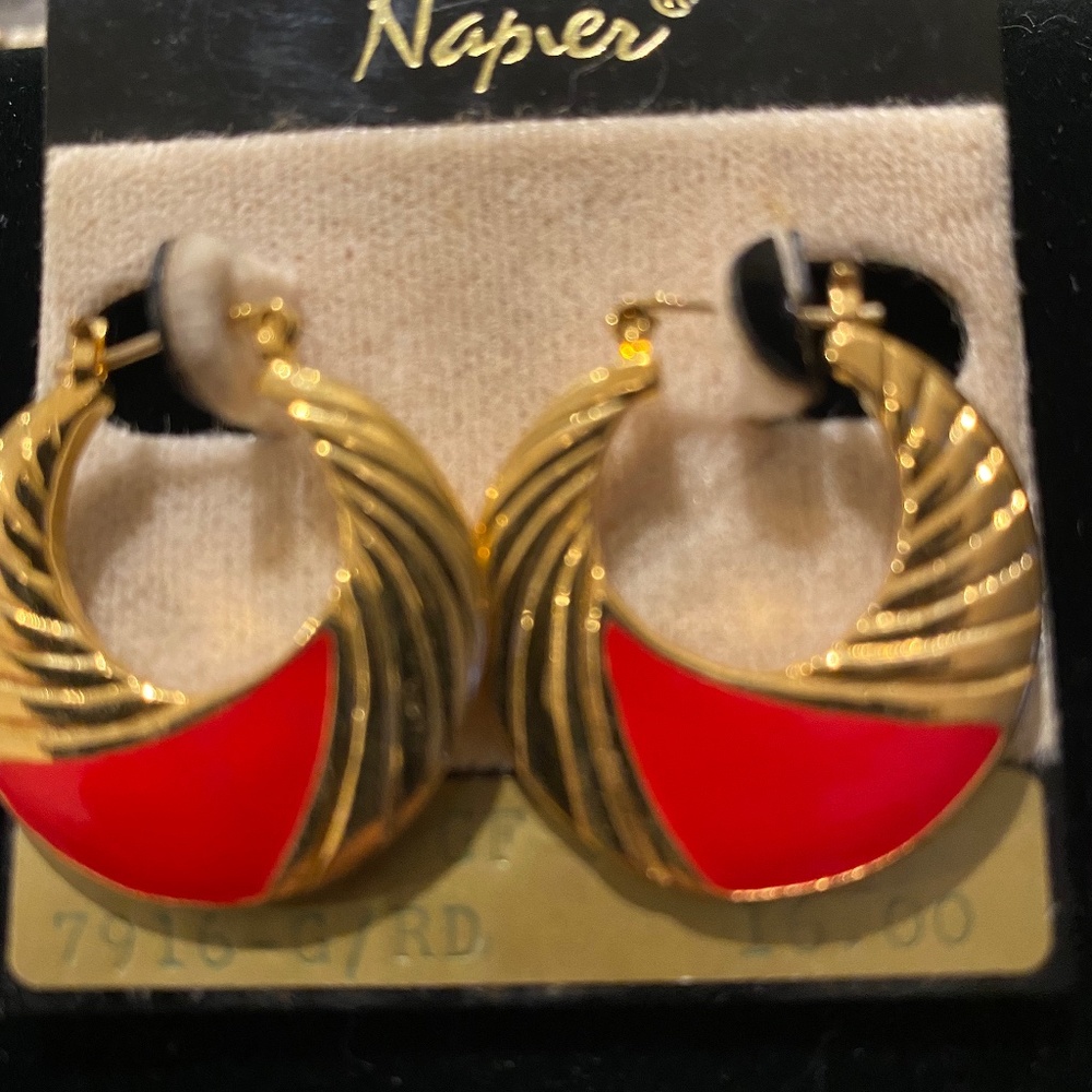 Napier Red/Gold tone earings